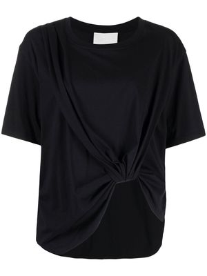 3.1 Phillip Lim drape-detail cotton T-shirt - Black