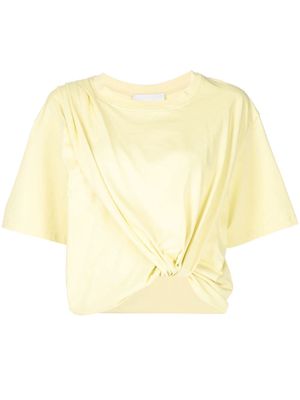 3.1 Phillip Lim drape-detail cotton T-shirt - Yellow