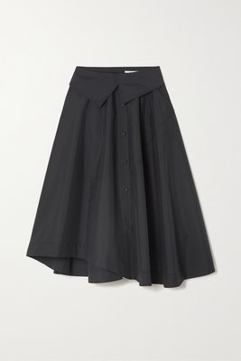 3.1 Phillip Lim - Draped Cotton-blend Poplin Midi Skirt - Black