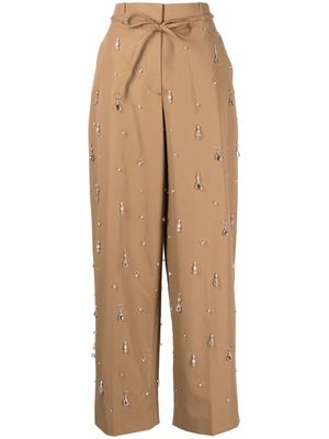 3.1 Phillip Lim embellished wide-leg chino trousers - Brown