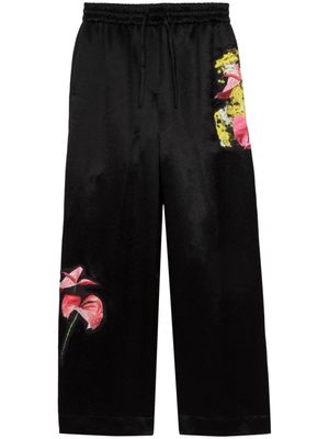 3.1 Phillip Lim floral-appliqué wide-leg trousers - Black