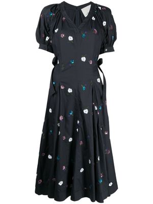 3.1 Phillip Lim floral-embroidered puff-sleeved dress - Blue