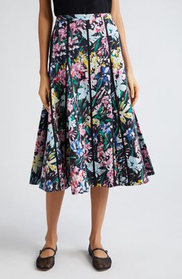3.1 Phillip Lim Flowerworks Godet Cotton Skirt in Black Multi