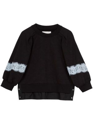 3.1 Phillip Lim lace-detail cotton sweatshirt - Black