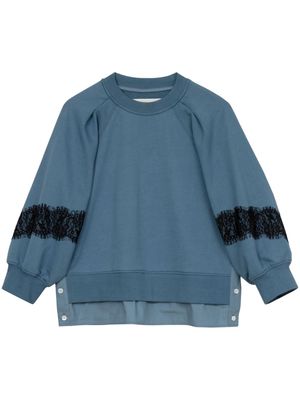 3.1 Phillip Lim lace-detail cotton sweatshirt - Blue