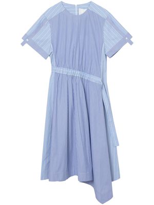 3.1 Phillip Lim mixed-stripe asymmetric midi dress - Blue