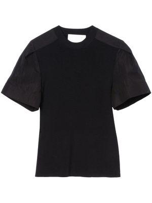 3.1 Phillip Lim panelled fine-ribbed T-shirt - Black