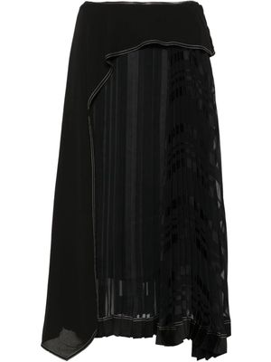 3.1 Phillip Lim pleated draped panel midi skirt - Black
