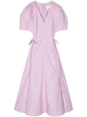 3.1 Phillip Lim puff-sleeve V-neck poplin dress - Purple