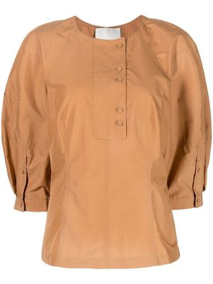 3.1 Phillip Lim puff-sleeves poplin blouse - Brown