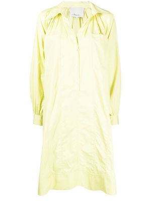 3.1 Phillip Lim shirred puff-sleeves shirt dress - Yellow