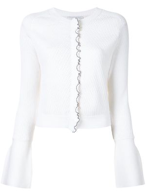 3.1 Phillip Lim tulip sleeve ribbed cardigan - White