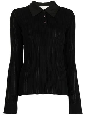 3.1 Phillip Lim Variegated ribbed-knit polo top - Black