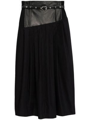 3.1 Phillip Lim Yoke leather pleated midi skirt - Black
