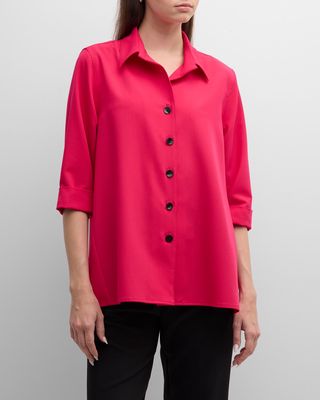 3/4-Sleeve Button-Down Gabardine Shirt