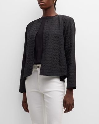 3/4-Sleeve Quilted Silk Jacket