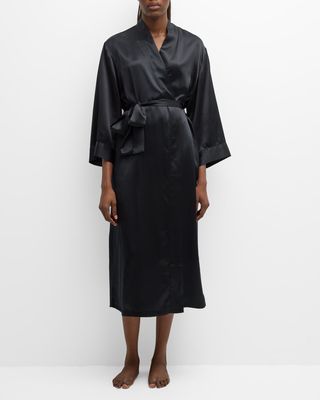 3/4-Sleeve Silk Charmeuse Robe