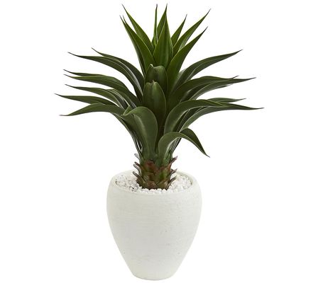 3' Agave Artificial Plant in White Planter by Nearly Natural