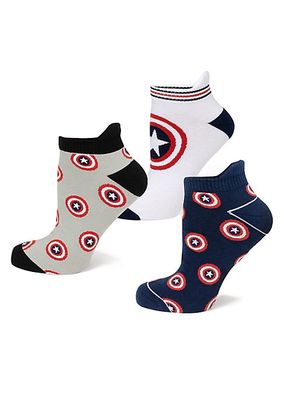 3-Pair Captain America Ankle Socks