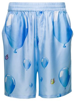 3.Paradis Light-blue Shorts With Balloon Print All-over In Polyester Man