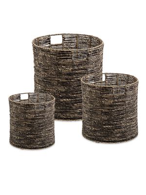 3-Piece Decorative Nesting Storage Baskets - Brown - Brown
