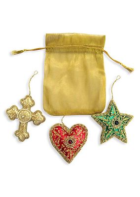 3-Piece Heart, Cross & Star Ornament Set