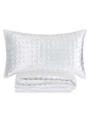 3-Piece Prato Embroidered Dot Sham & Quilt Set - Ivory - Size Queen - Ivory - Size Queen