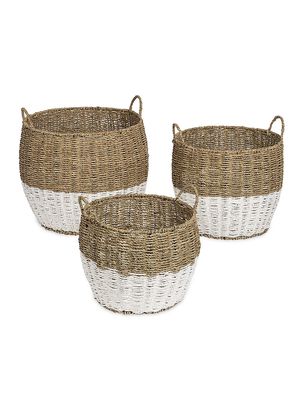 3-Piece Round Storage Basket Set - Natural - Natural