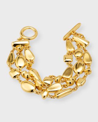 3-Row Gold Nuggets Bracelet