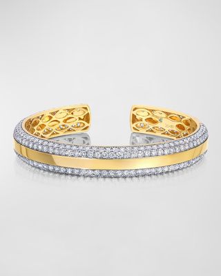 3-Sided Diamond and Yellow Gold Bangle Bracelet