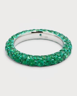 3-Sided Emerald Pave Band Ring, Size 7