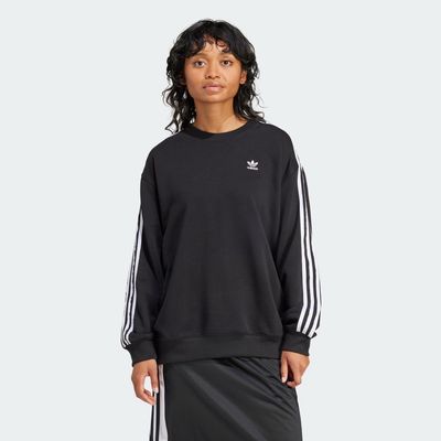 3-Stripes Oversized Crew Sweatshirt Black