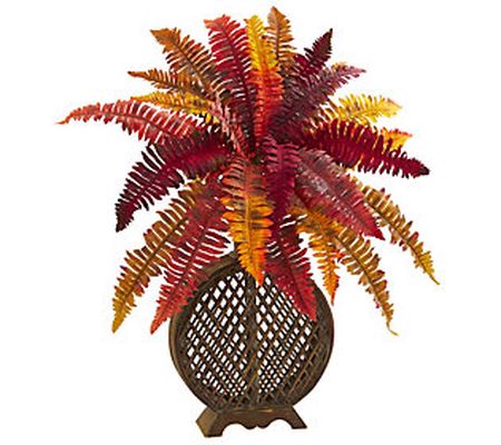 30" Boston Fern Plant in Weave Planter by Nearl y Natural