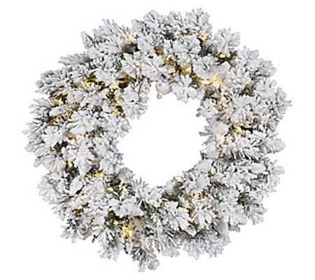 30" Flocked Snow Ridge Wreath LED by Vickerman