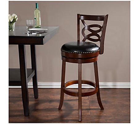 30" Wood and Leather Swivel Stool by Hastings H ome