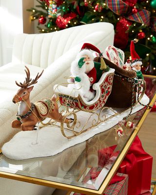 31.5" Christmas In The City Santa and Reindeer With Elf