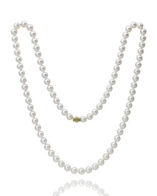 32" Akoya Cultured 8.5mm Pearl Necklace with Yellow Gold Clasp