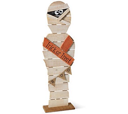 32-in H Painted Rustic Wood Halloween Mummy by Gerson Co