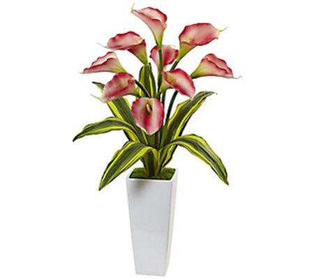 33" Callas with Tropical Leaves by Nearly Natur al