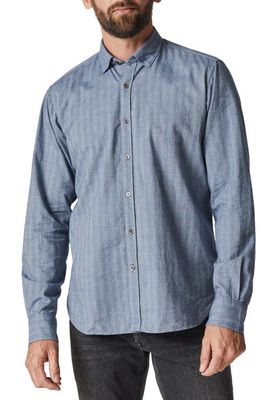 34 Heritage Cotton Herringbone Button-Up Shirt in Blue