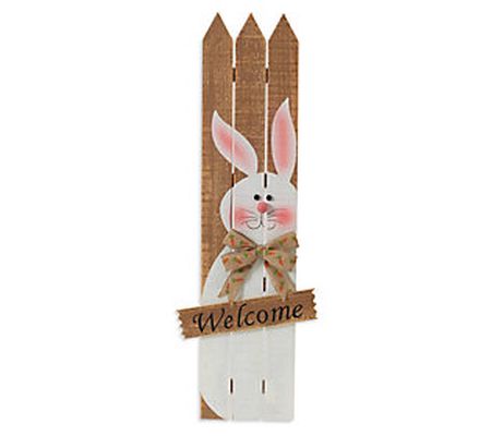35.8"H Wood Easter Bunny Welcome Sign Wall Sign by Gerson Co