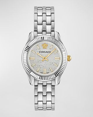 35mm Greca Time Watch with Bracelet Strap, Silver