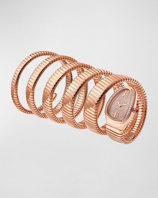 35mm Serpenti Diamond 5-Twirl Watch in Rose Gold