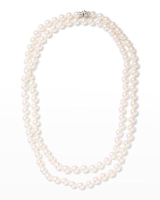 36" Akoya Cultured 8mm Pearl Necklace with White Gold Clasp