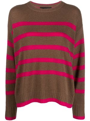 360Cashmere horizontal-stripe cashmere jumper - Brown