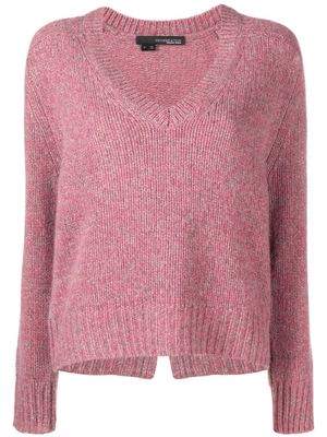 360Cashmere ribbed-knit V-neck top - Pink