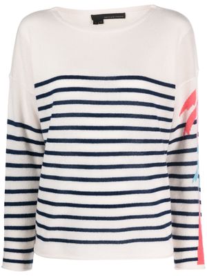 360Cashmere stripe-pattern cashmere sweatshirt - White
