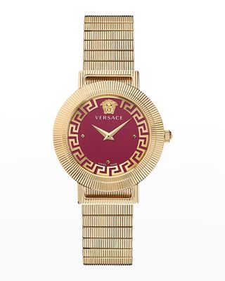36mm Greca Chic Bracelet Watch, Gold/Red