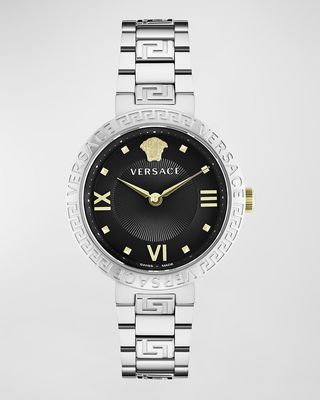 36mm Greca Watch with Bracelet Strap, Silver/Black