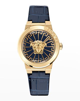 38mm Medusa Infinite Leather Watch, Blue